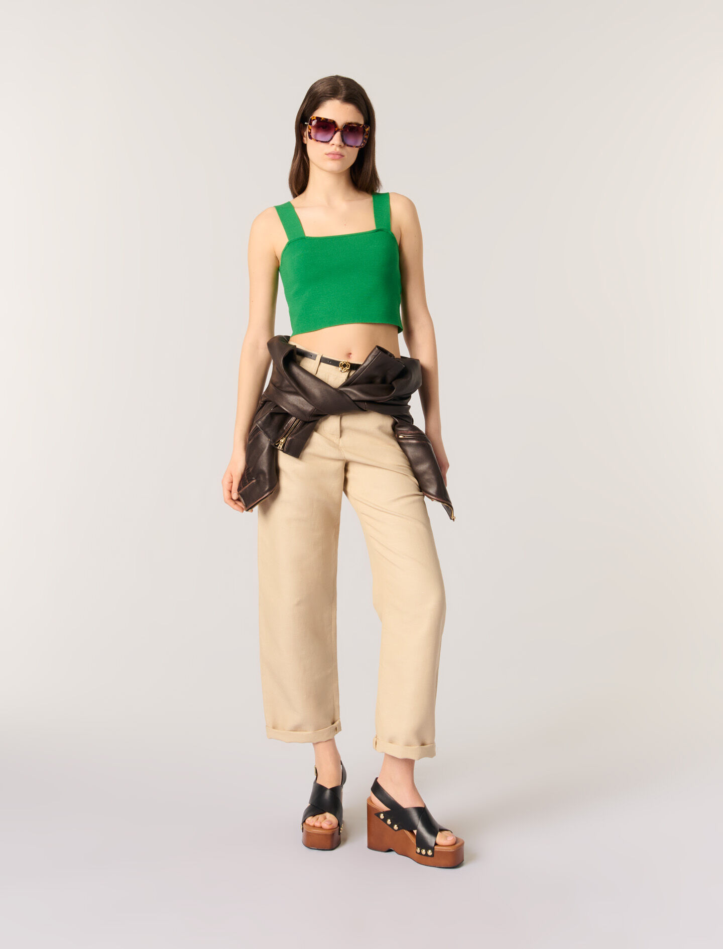 Knit crop top Green for Women | Maje