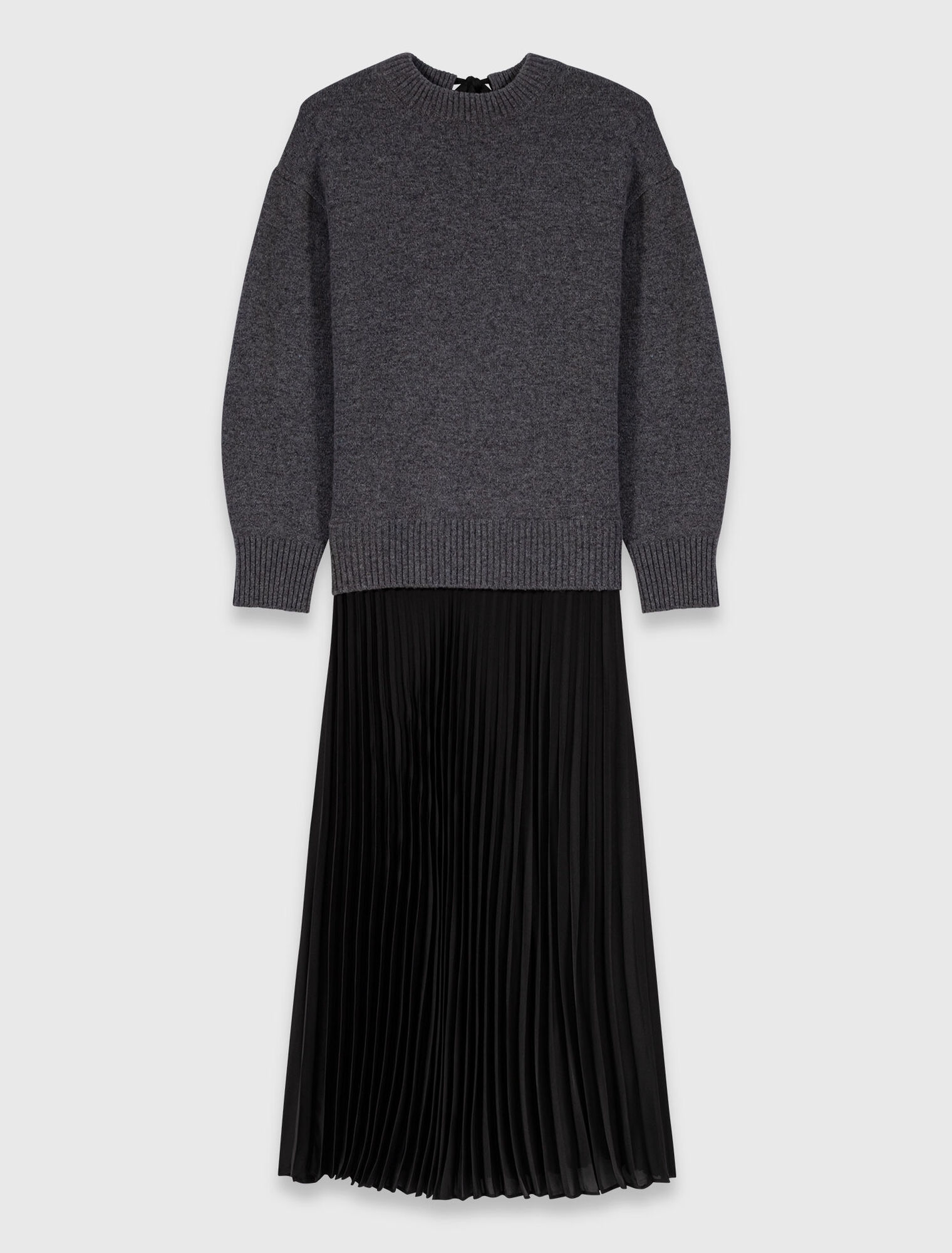 Dual-material maxi dress