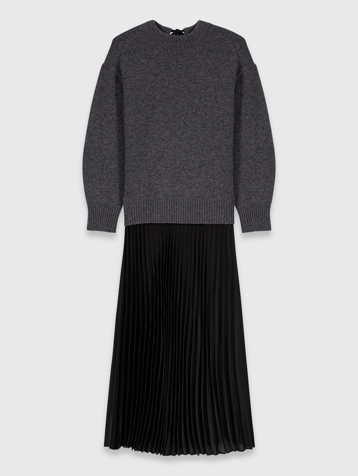 Dual-material maxi dress