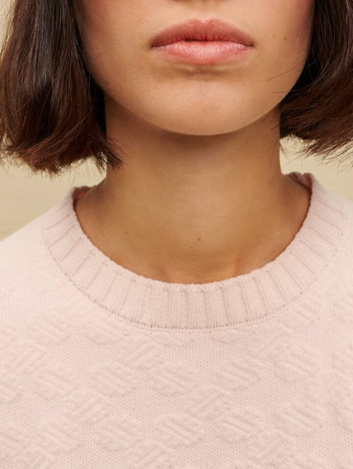 Pink textured knit dress