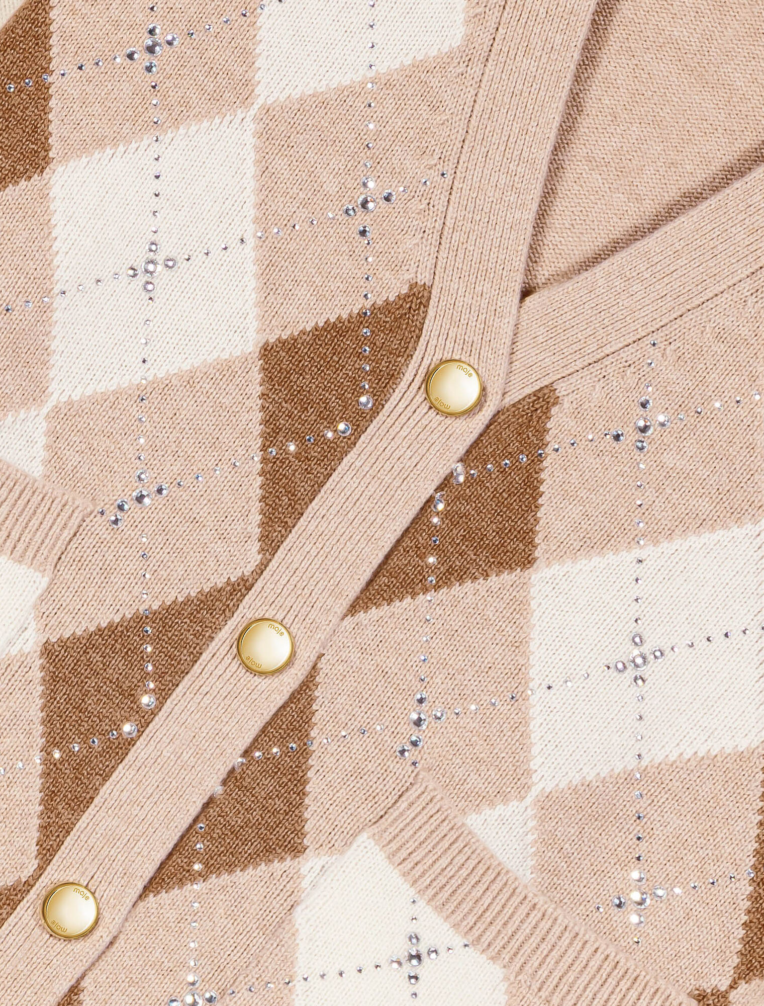 Rhinestone argyle cardigan