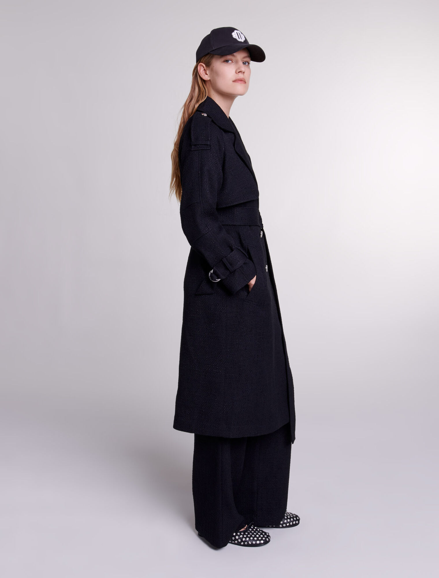 Tweed trench coat