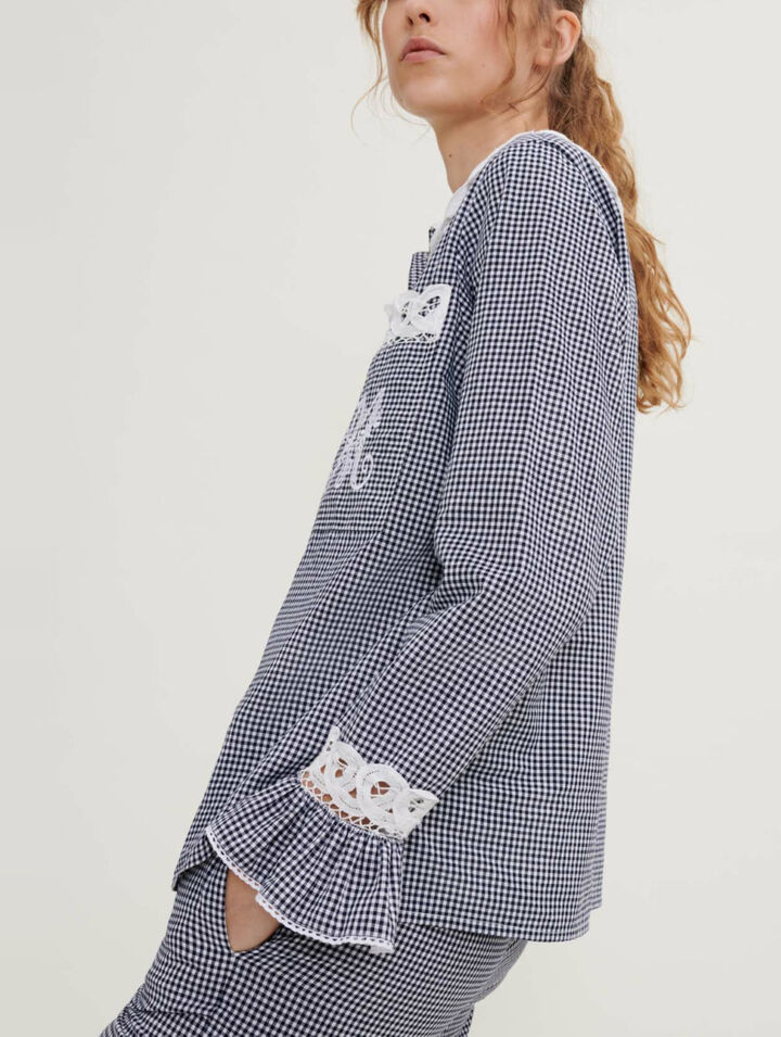 Gingham and lace shirt