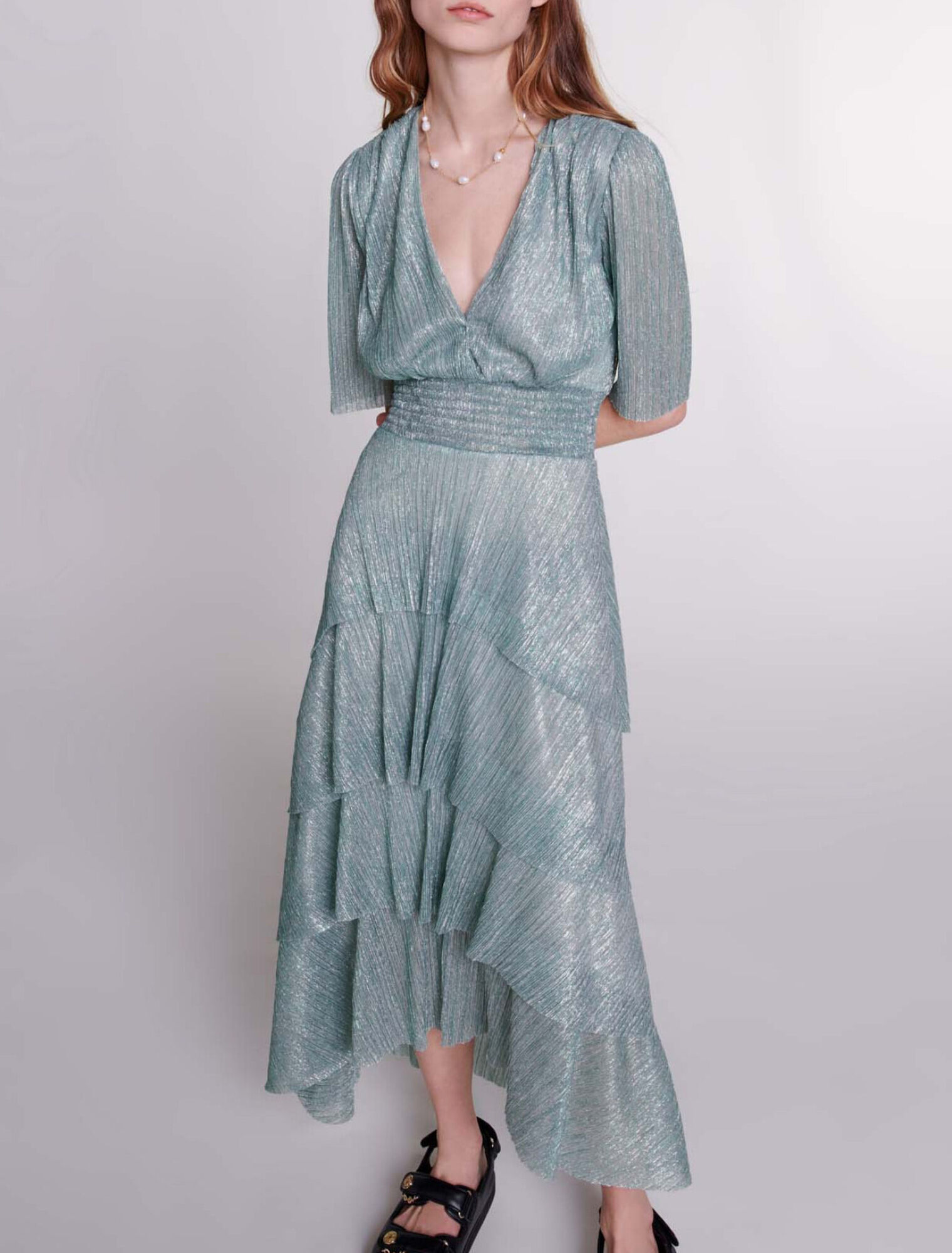 Stretch lurex ruffled dress