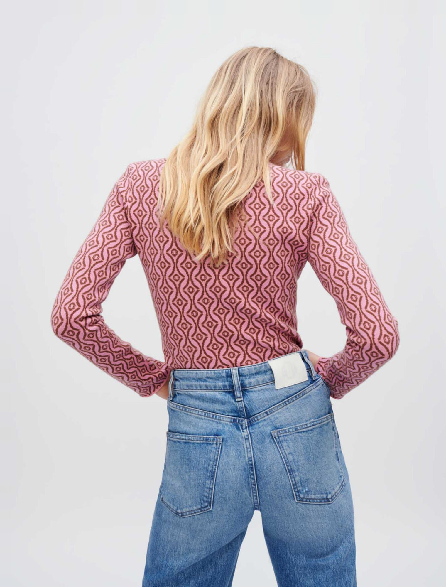 Fitted sweater in Clover Maje jacquard