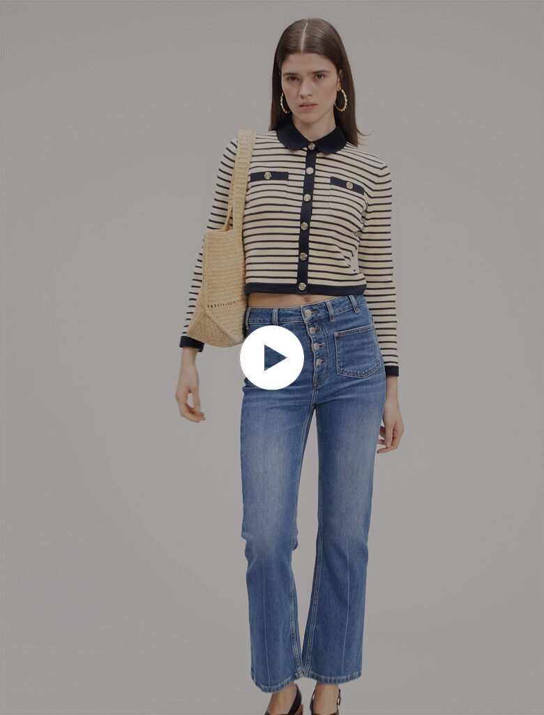 Cropped rib knit cardigan Blue for Women | Maje