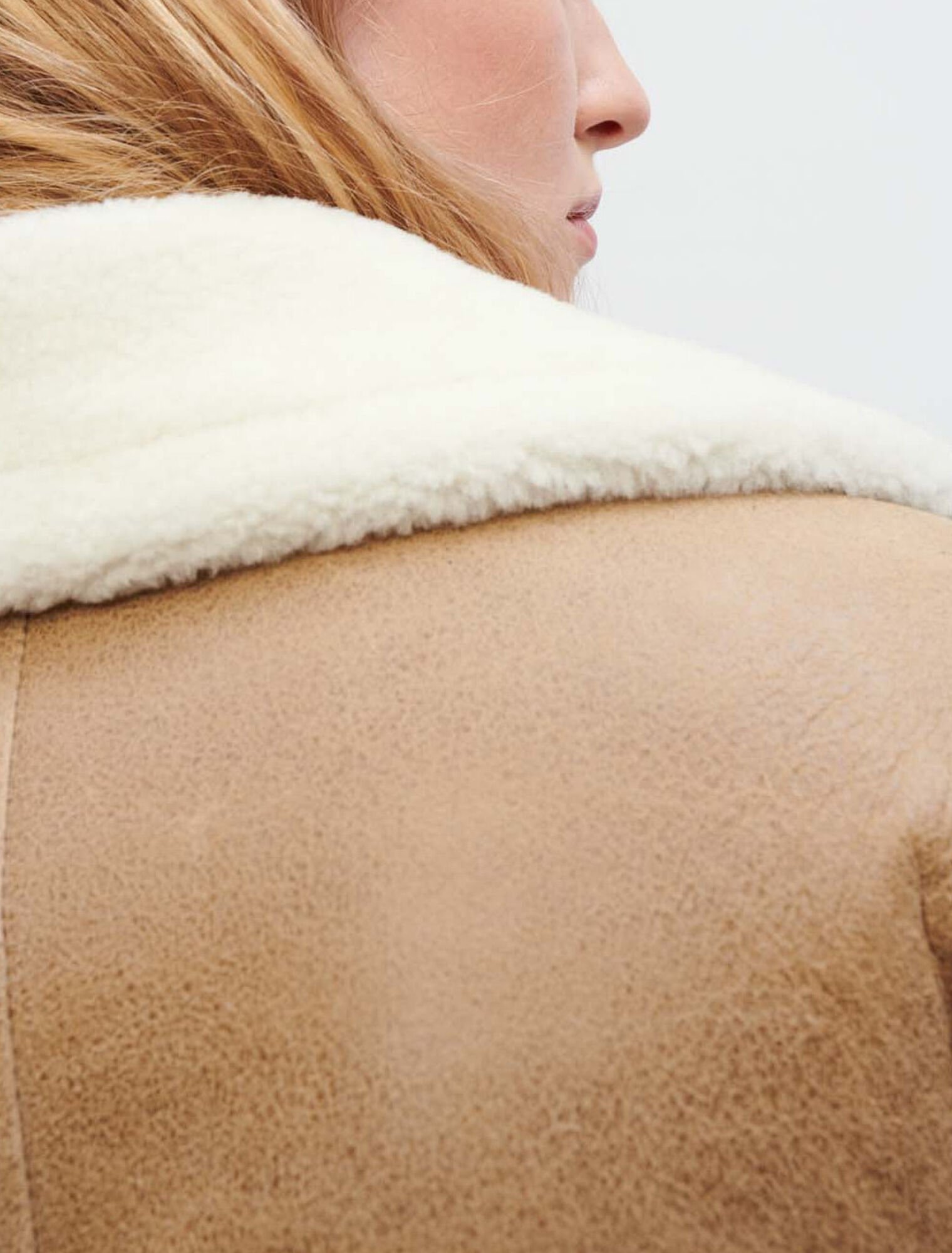 Two-tone shearling coat