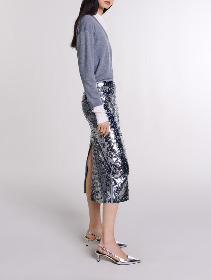 Knit skirt with sequins