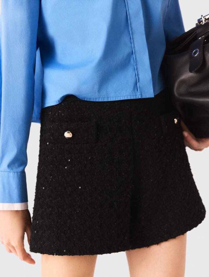 Rhinestone tweed shorts