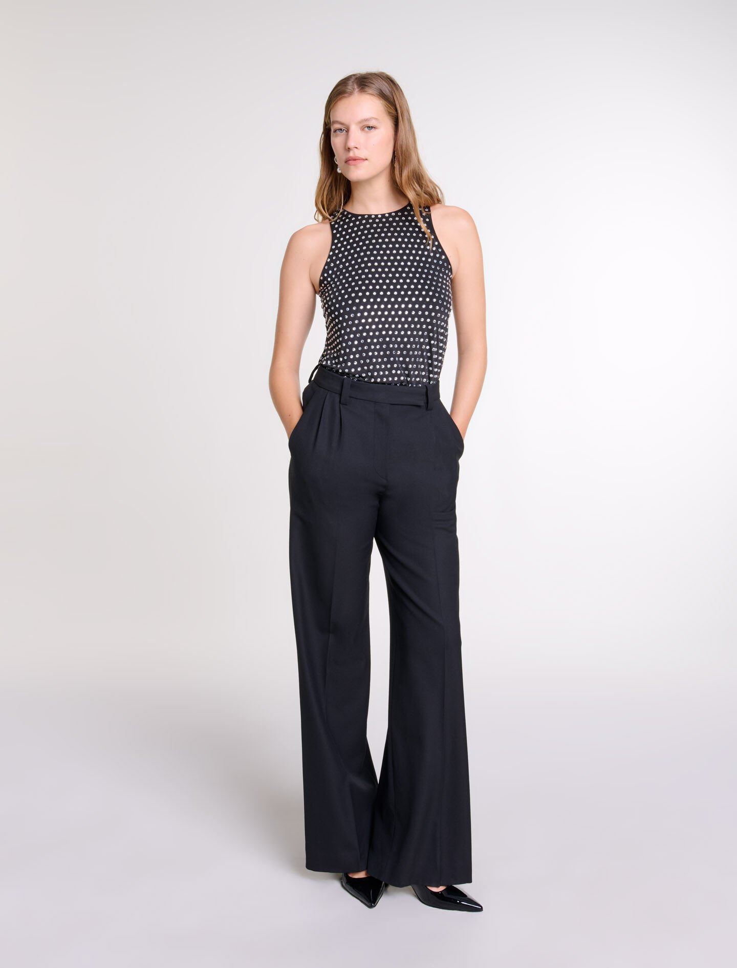 Wide leg suit trousers High waist trousers Maje