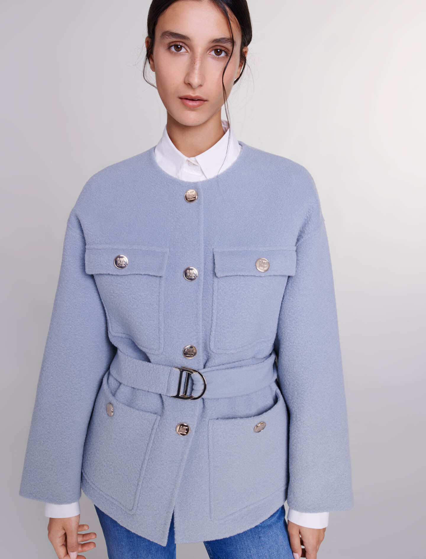 Belted short coat - Coats | Maje