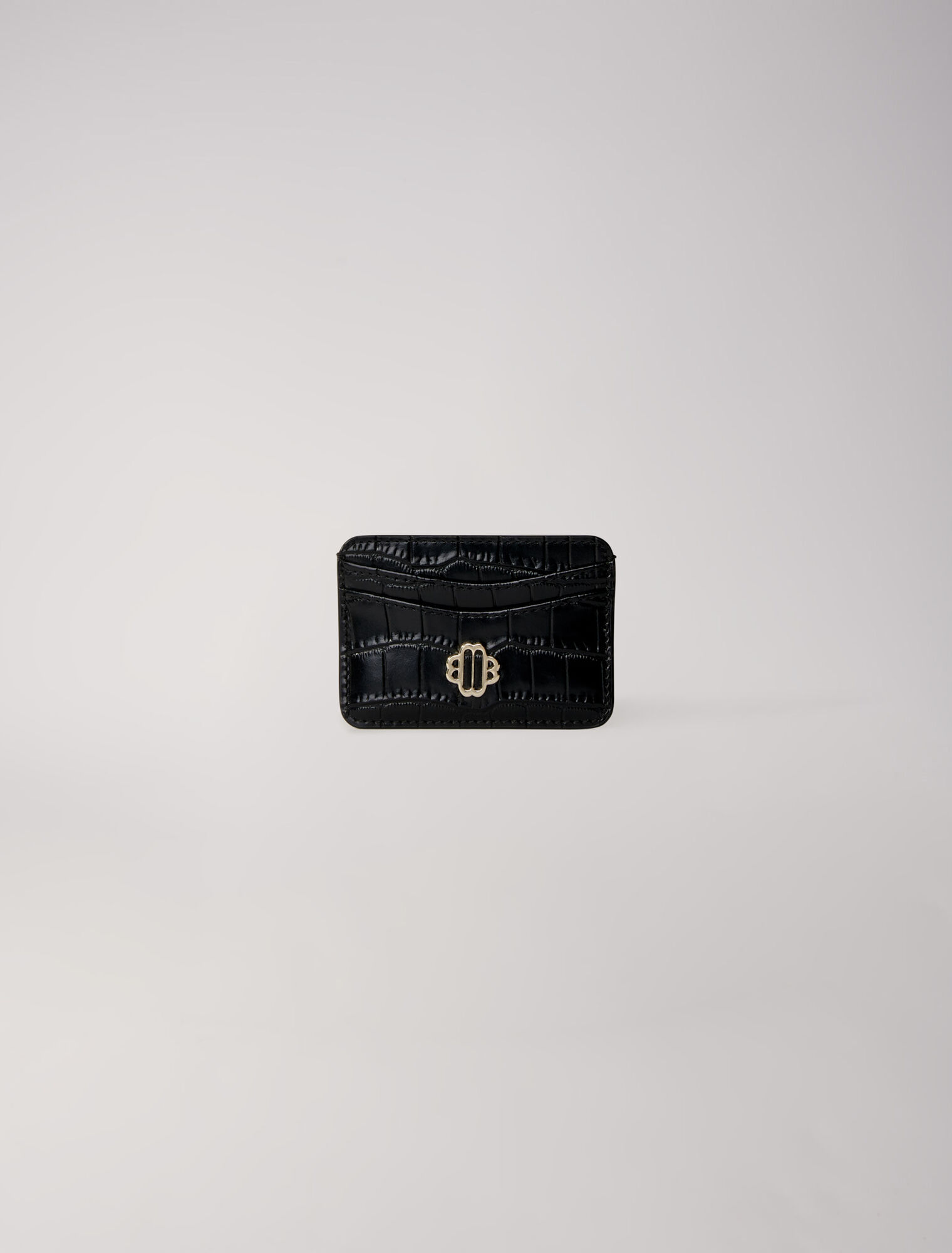 Mock croc embossed leather card case