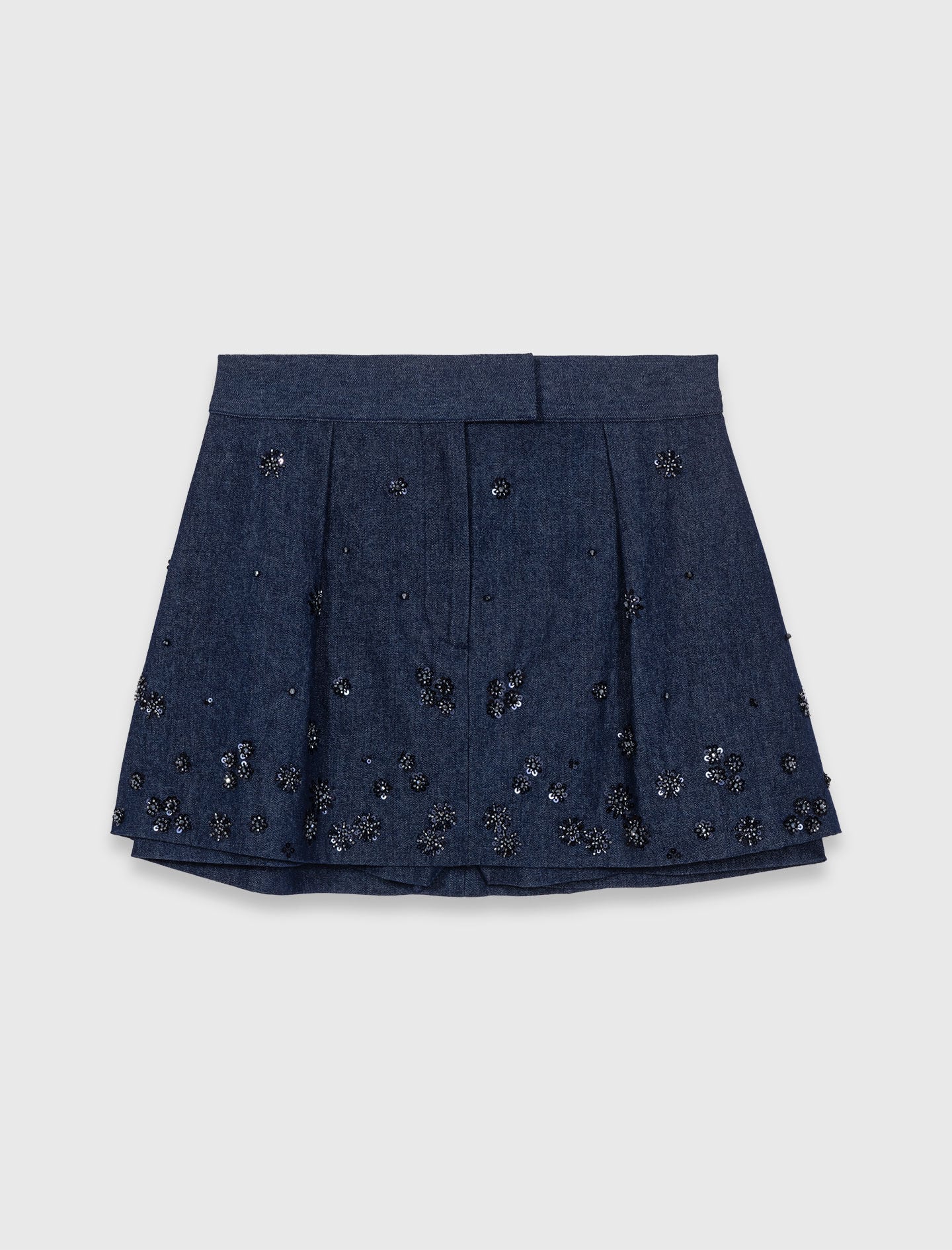 Embroidered layered denim shorts 6
