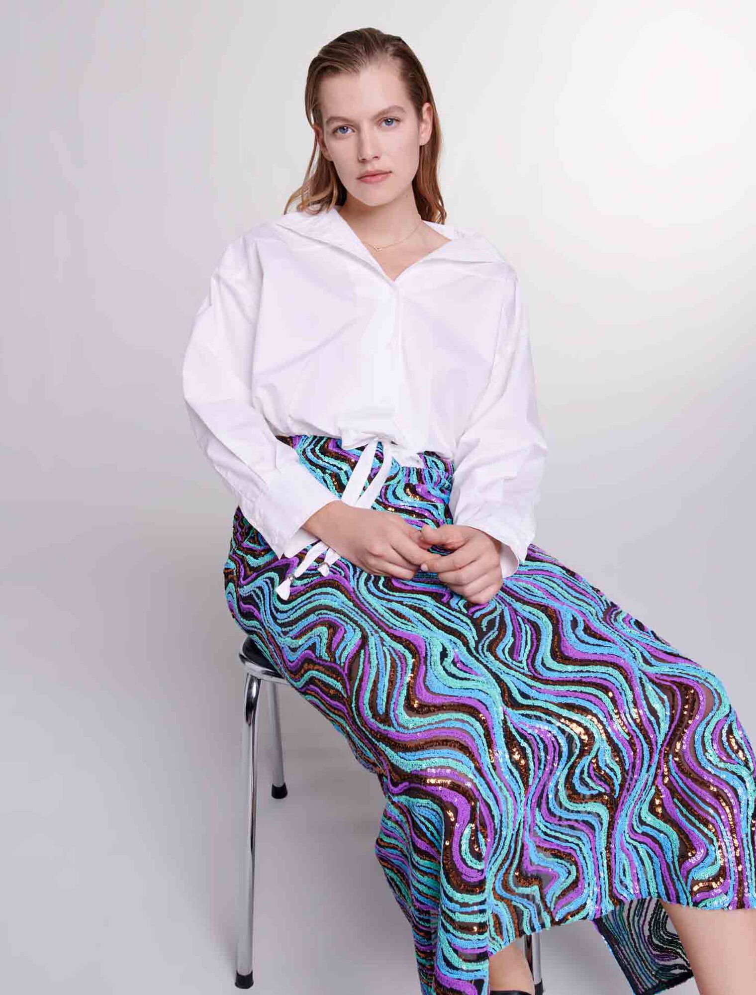 Cropped cotton shirt
