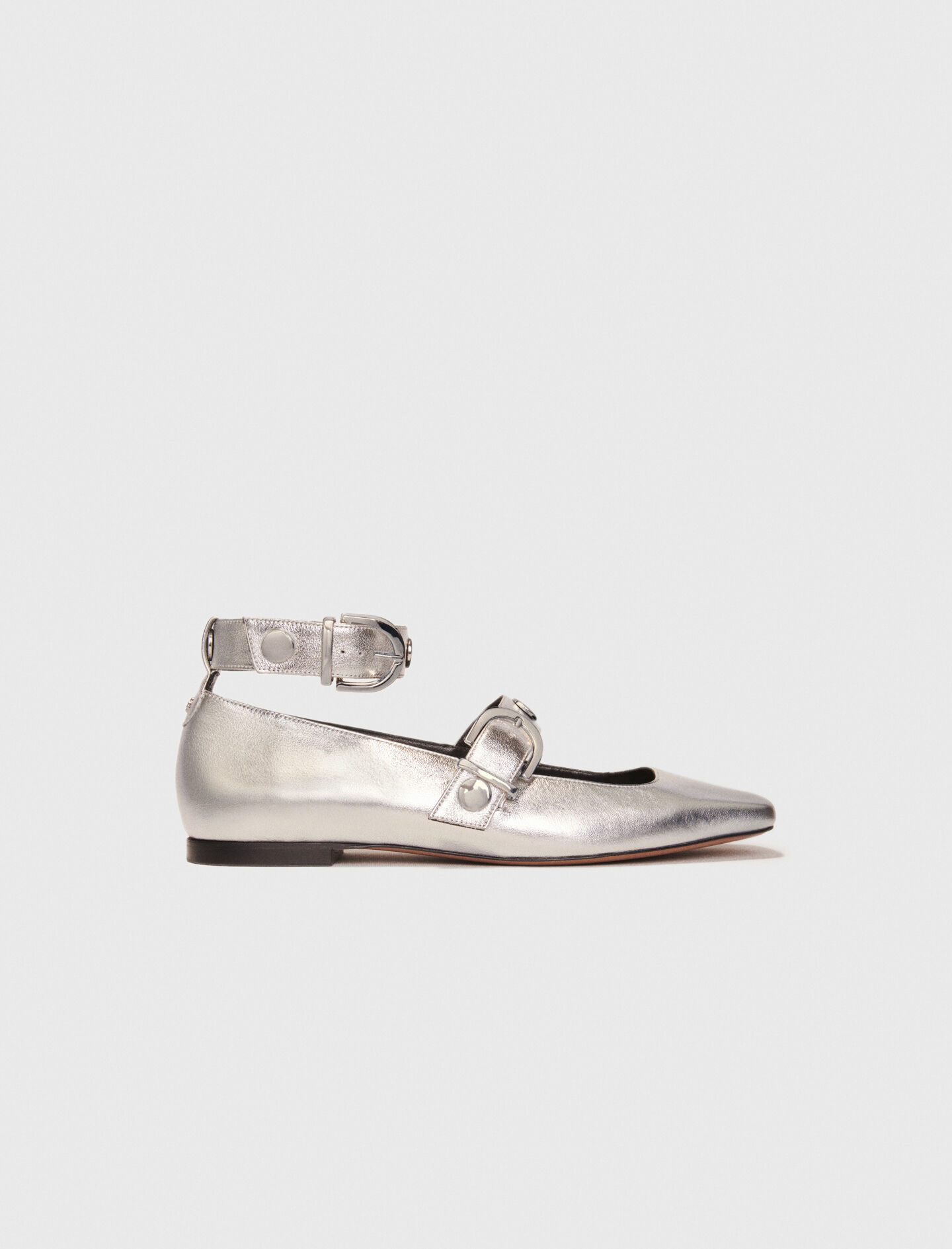 Metallic leather Mary Janes - Sandals & ballerinas | Maje