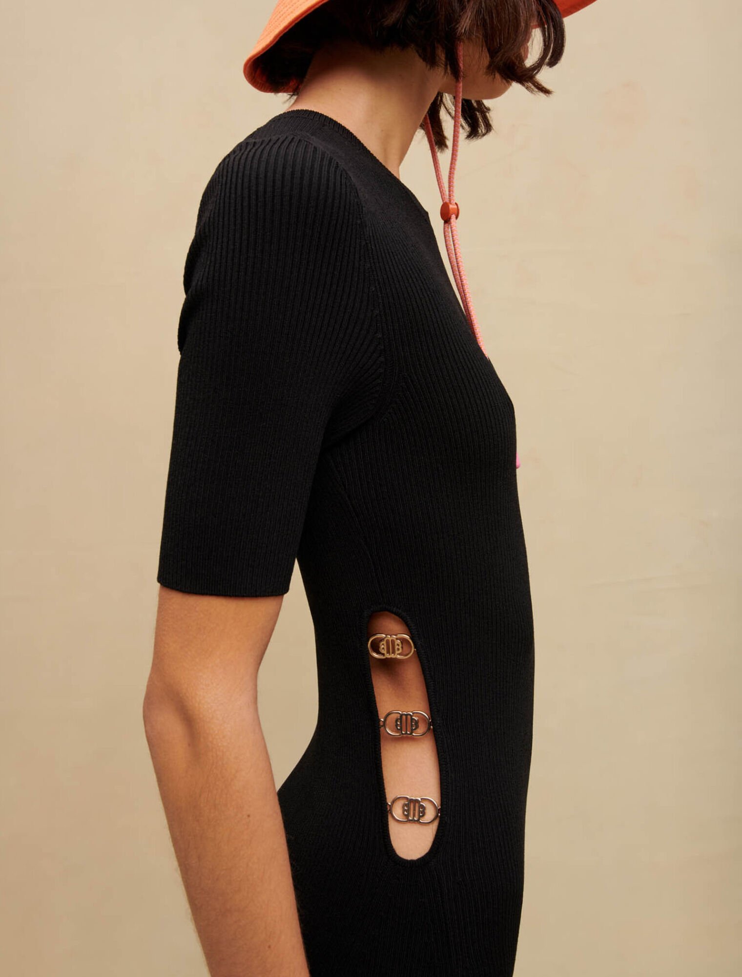 Black long openwork dress