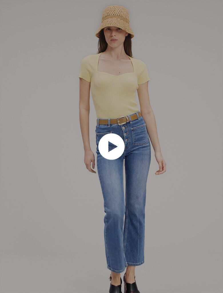 Rib knit top Yellow / Orange for Women | Maje