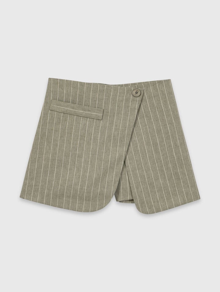 Layered linen blend shorts