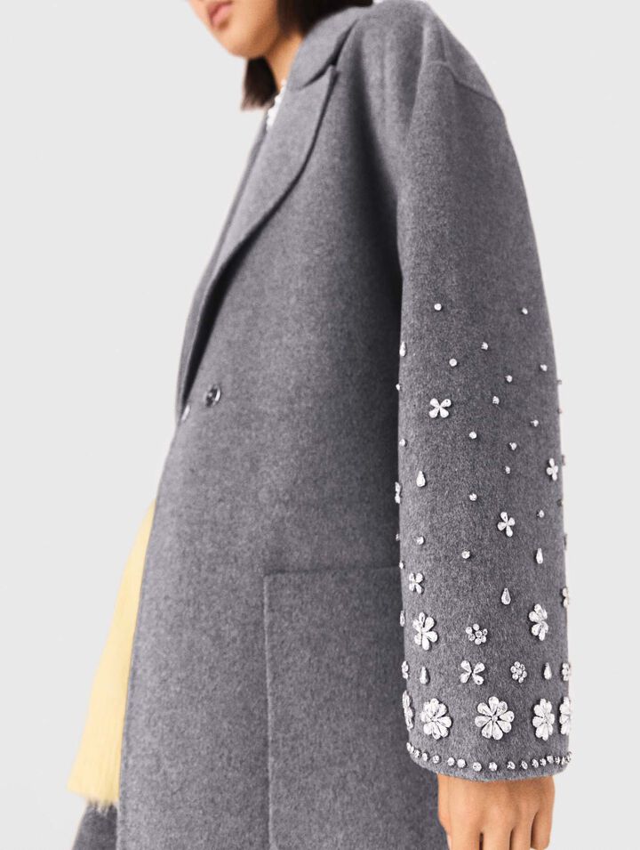 Long double-faced rhinestone coat