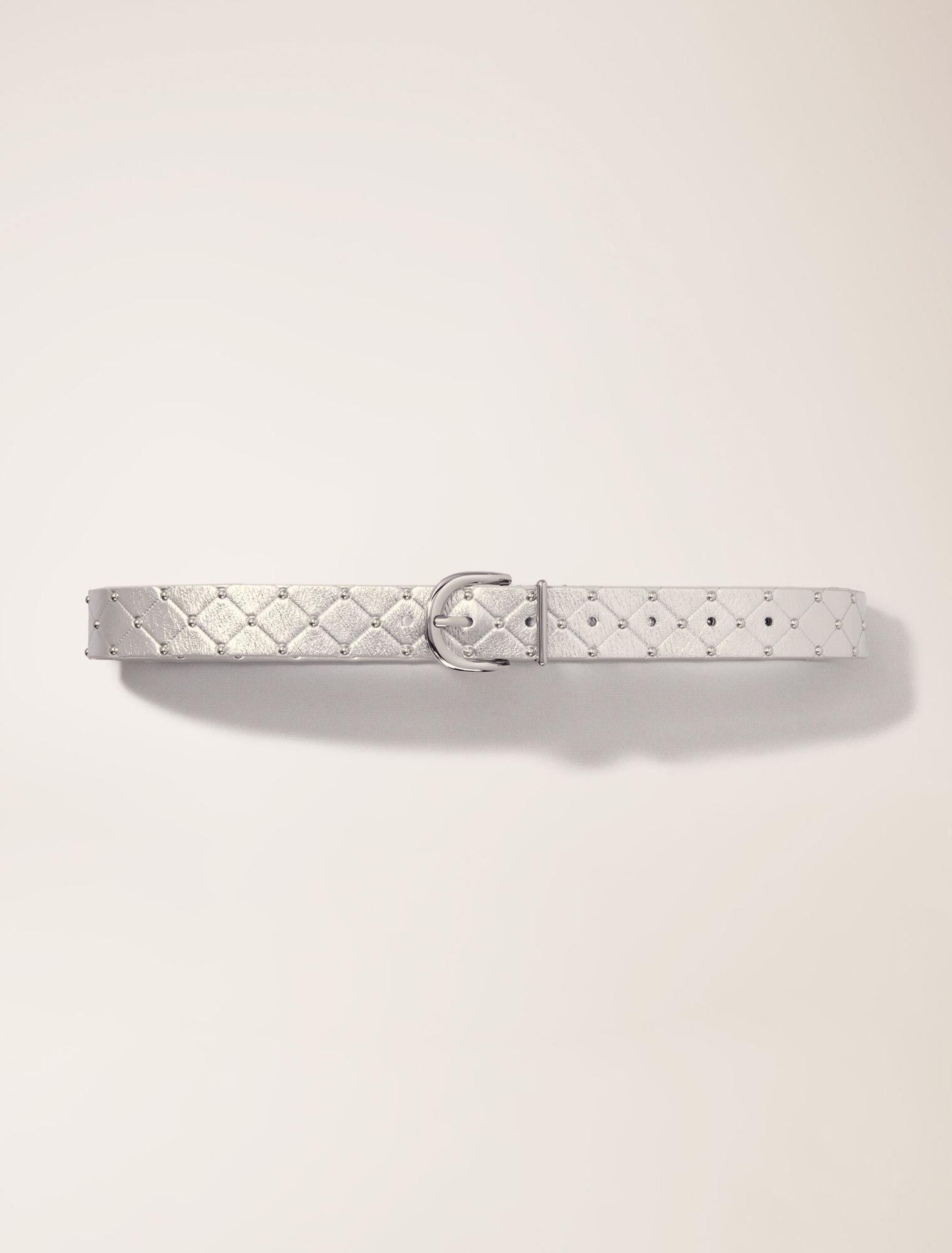 Quilted metallic leather belt