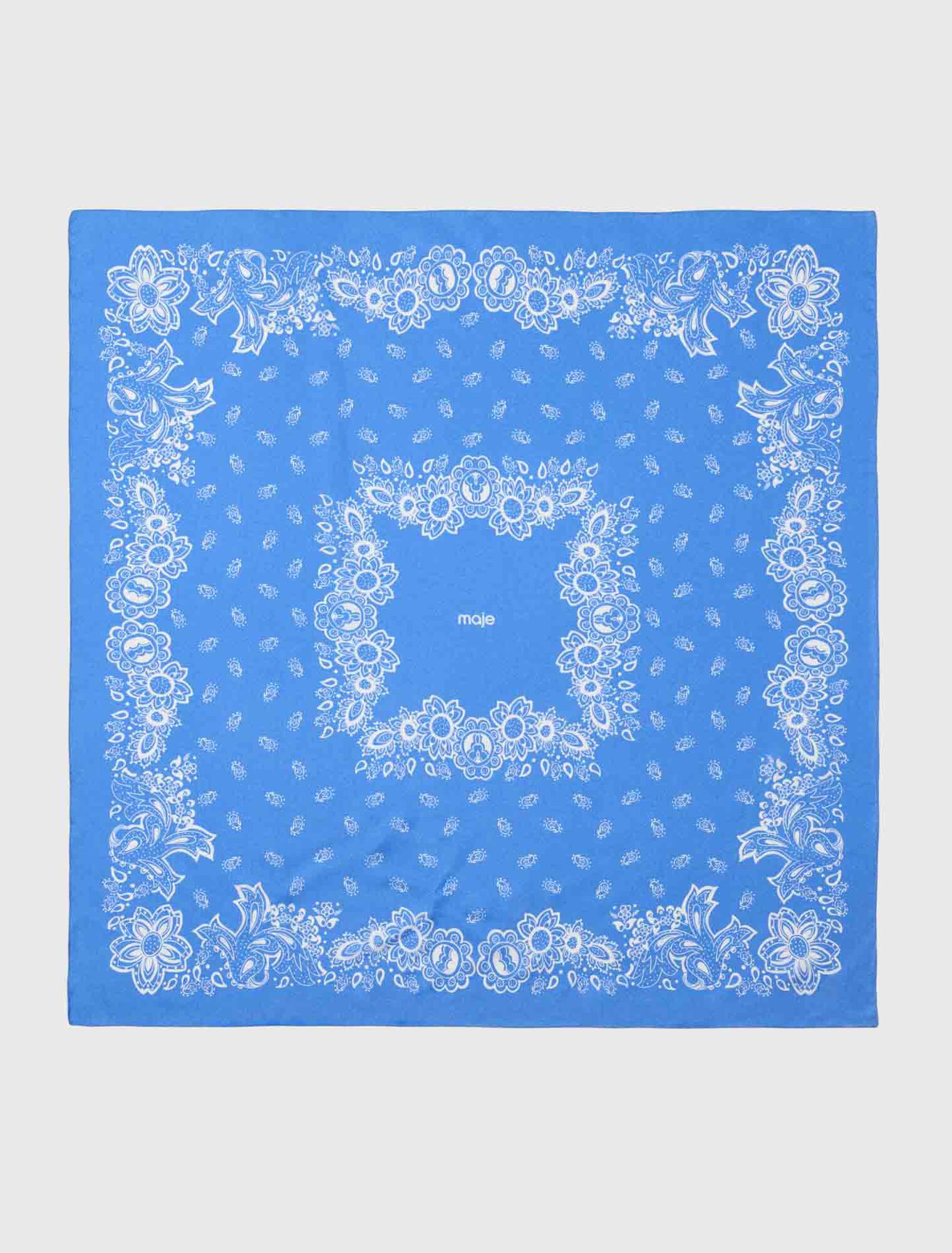 Bandana print silk scarf