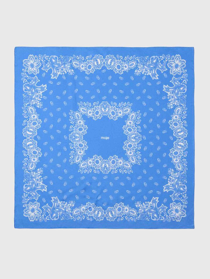 Bandana print silk scarf