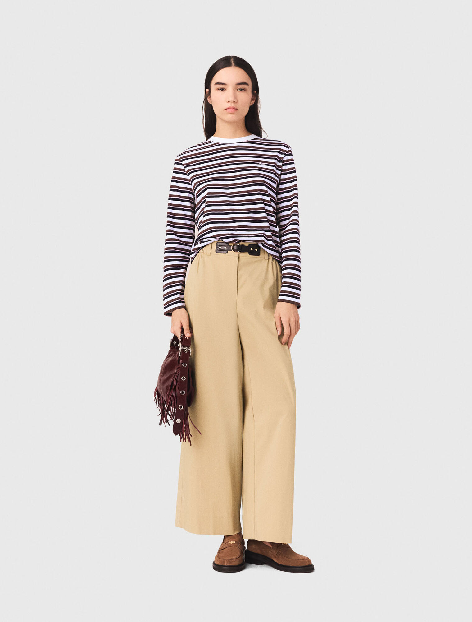 Wide-leg cotton trousers