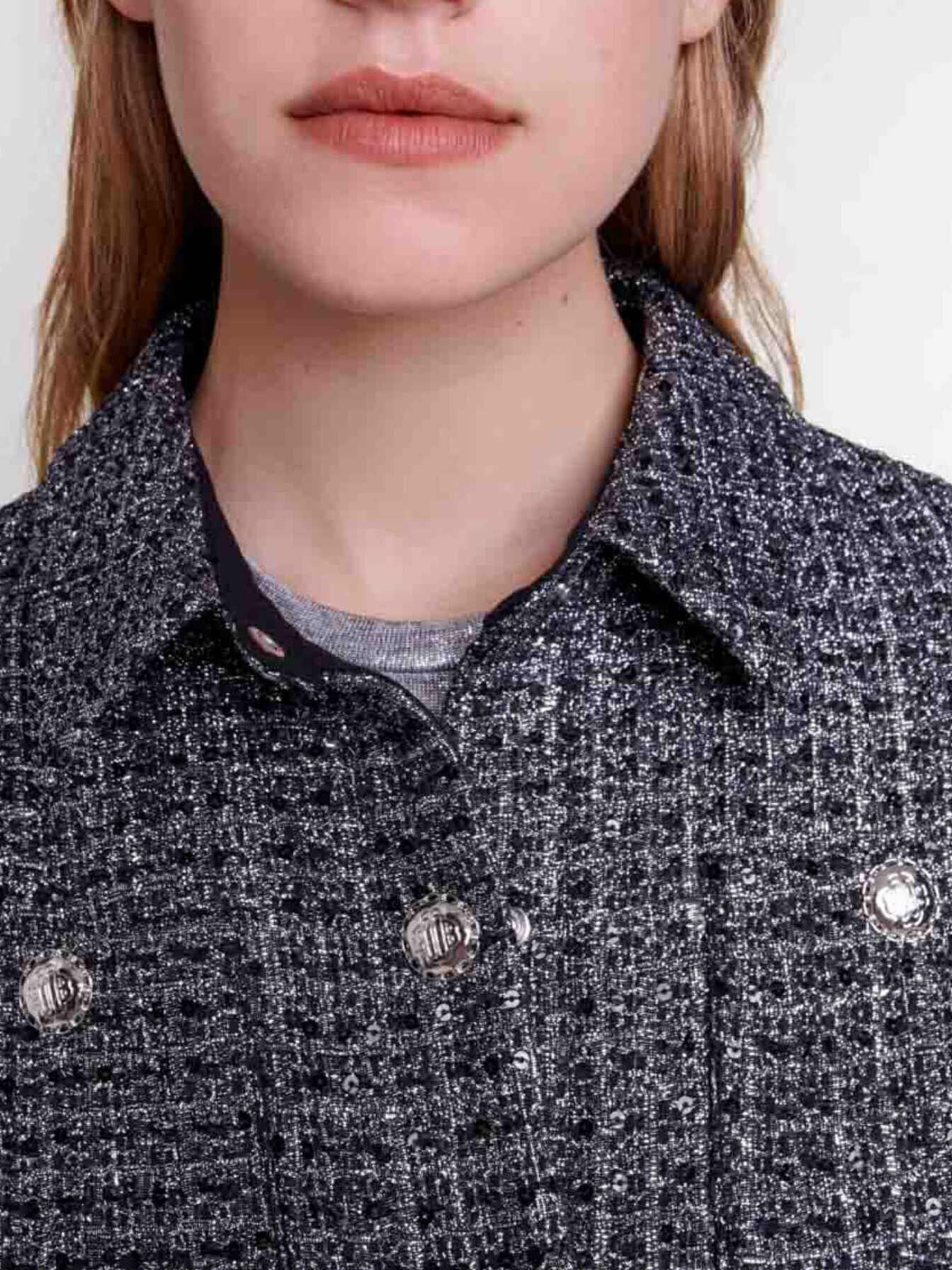 Tweed jacket Black / Gray for Women | Maje