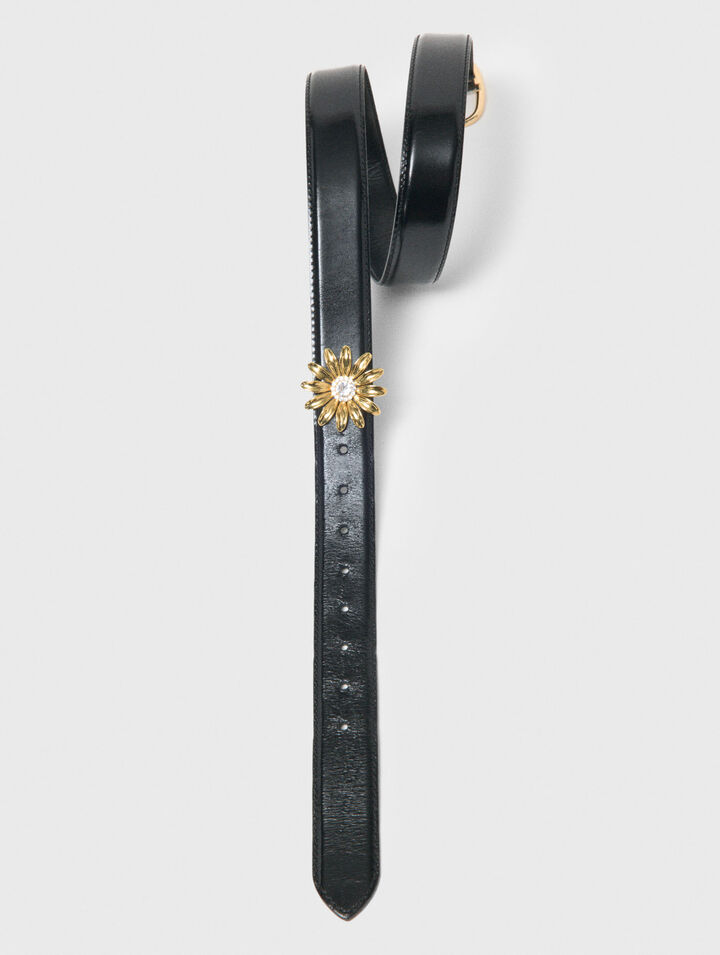 Leather belt with removable jewel