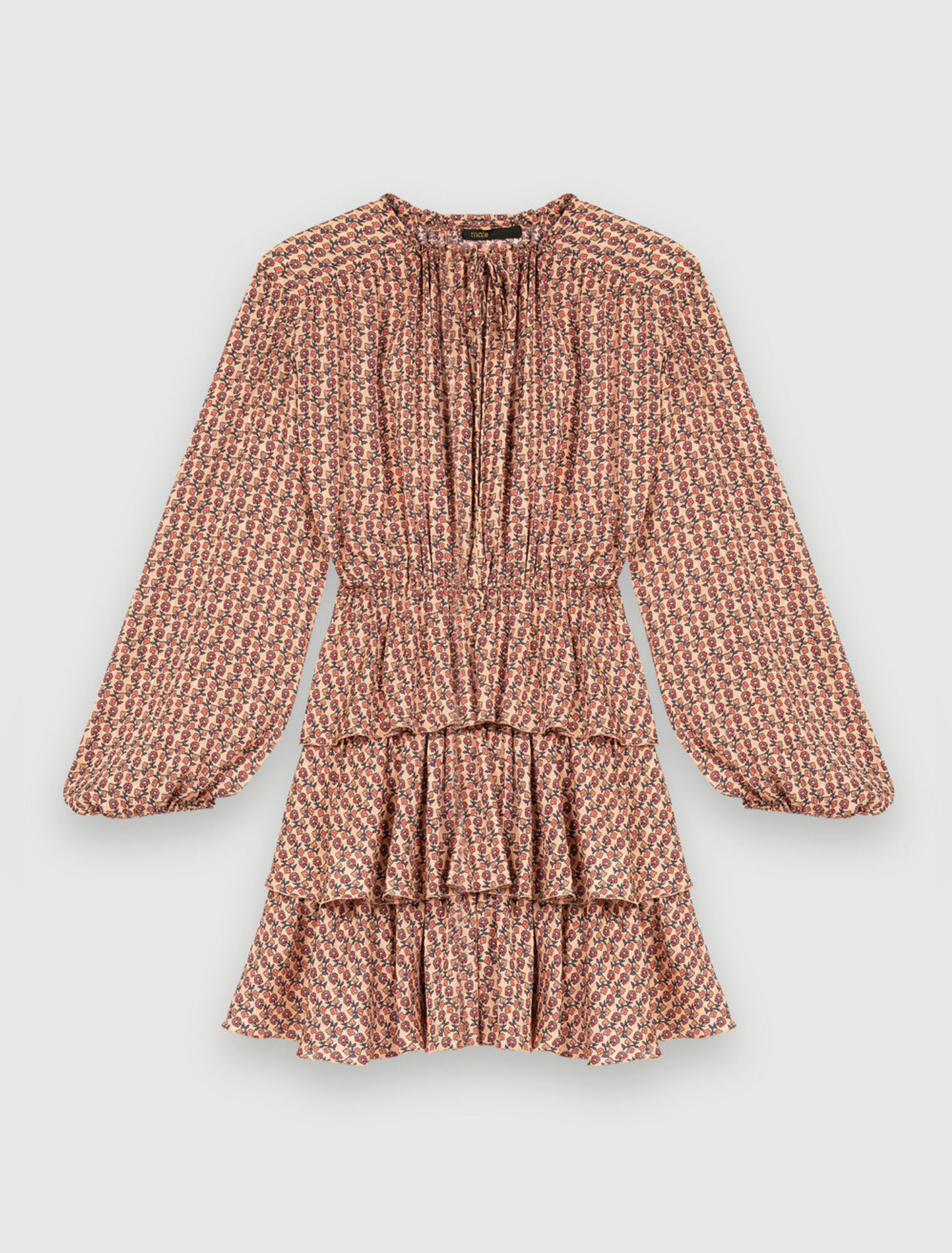 Flounced printed flowing dress