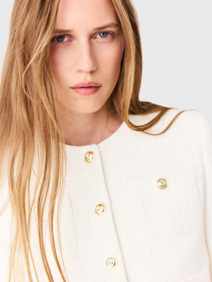 Short-sleeved tweed jacket