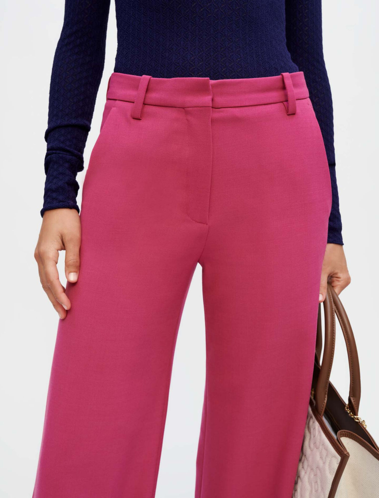Wide-leg stretch tailoring pants
