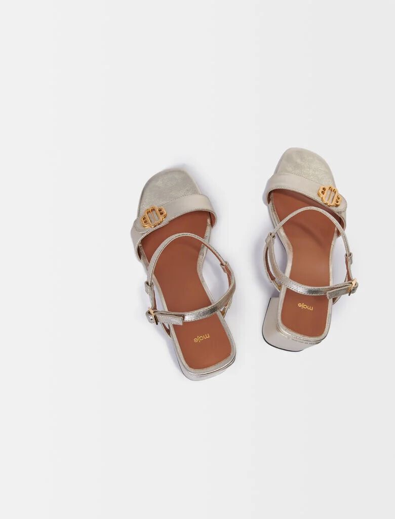 Metallic leather sandals Denim - Jeans for Women | Maje