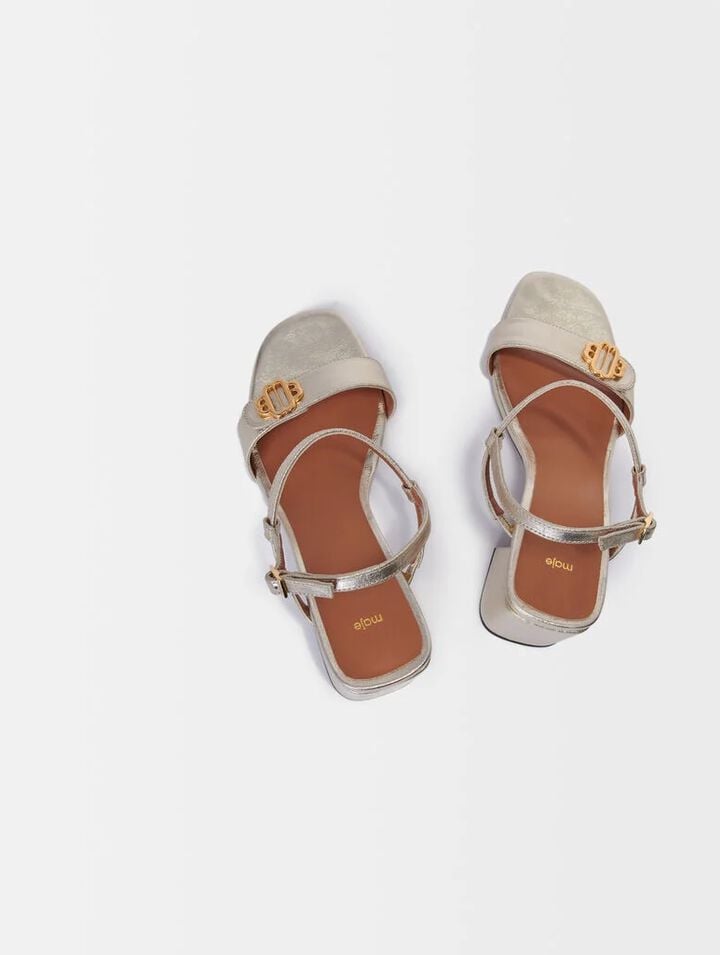 Metallic leather sandals