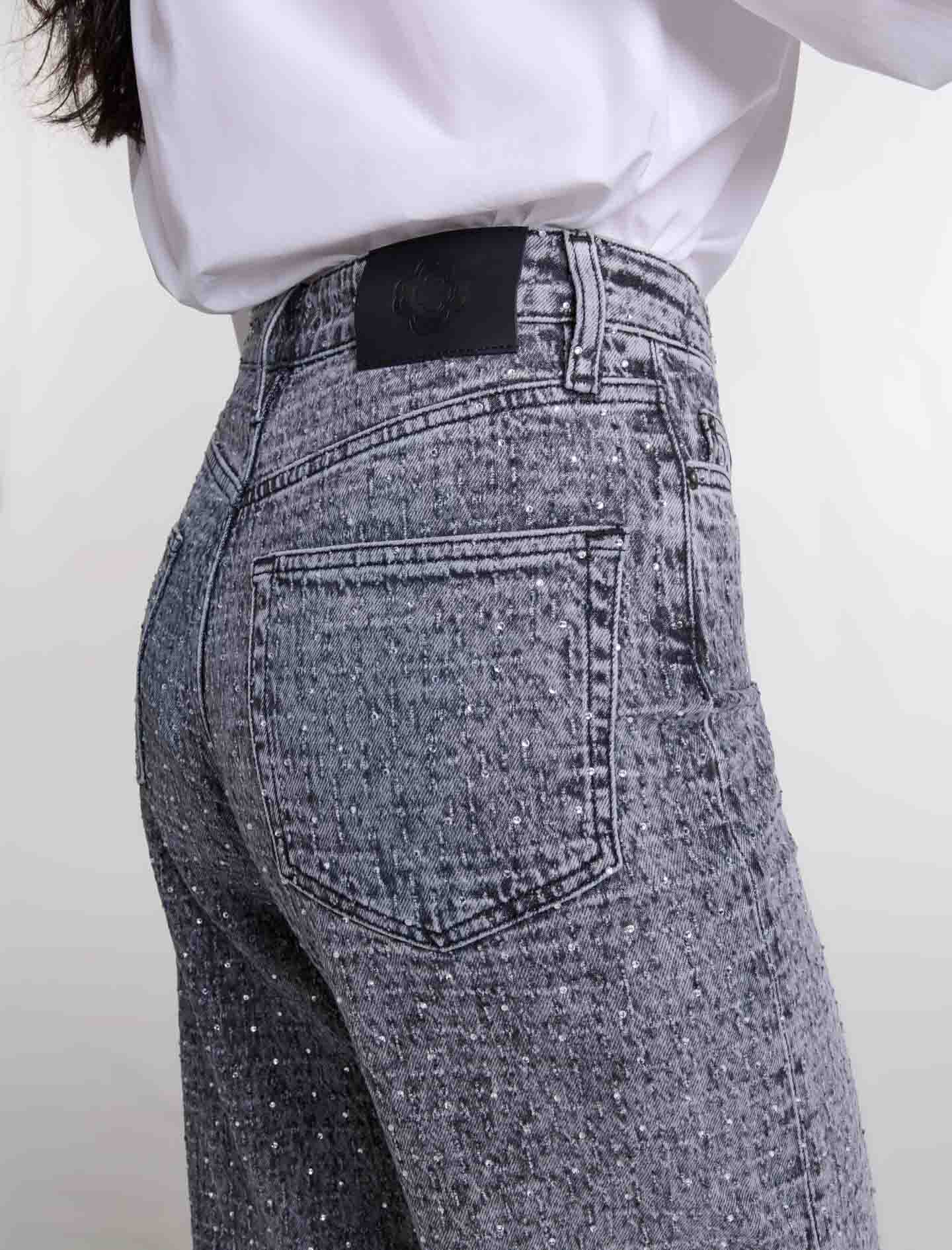 CZ RHINESTONE WASHED JEANS - Cozy Worldwide | 60% - Asian