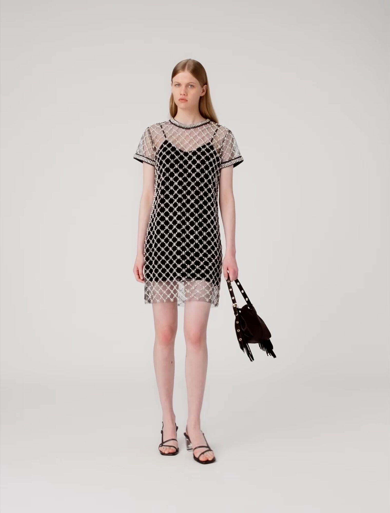 Short embroidered tulle dress