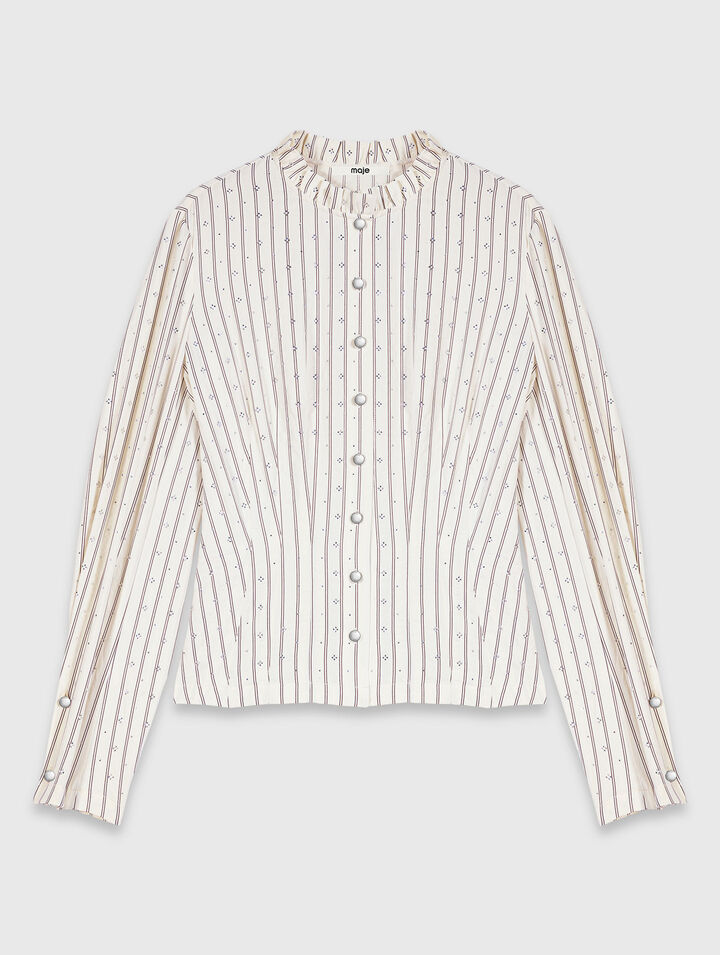 Rhinestone high-neck shirt