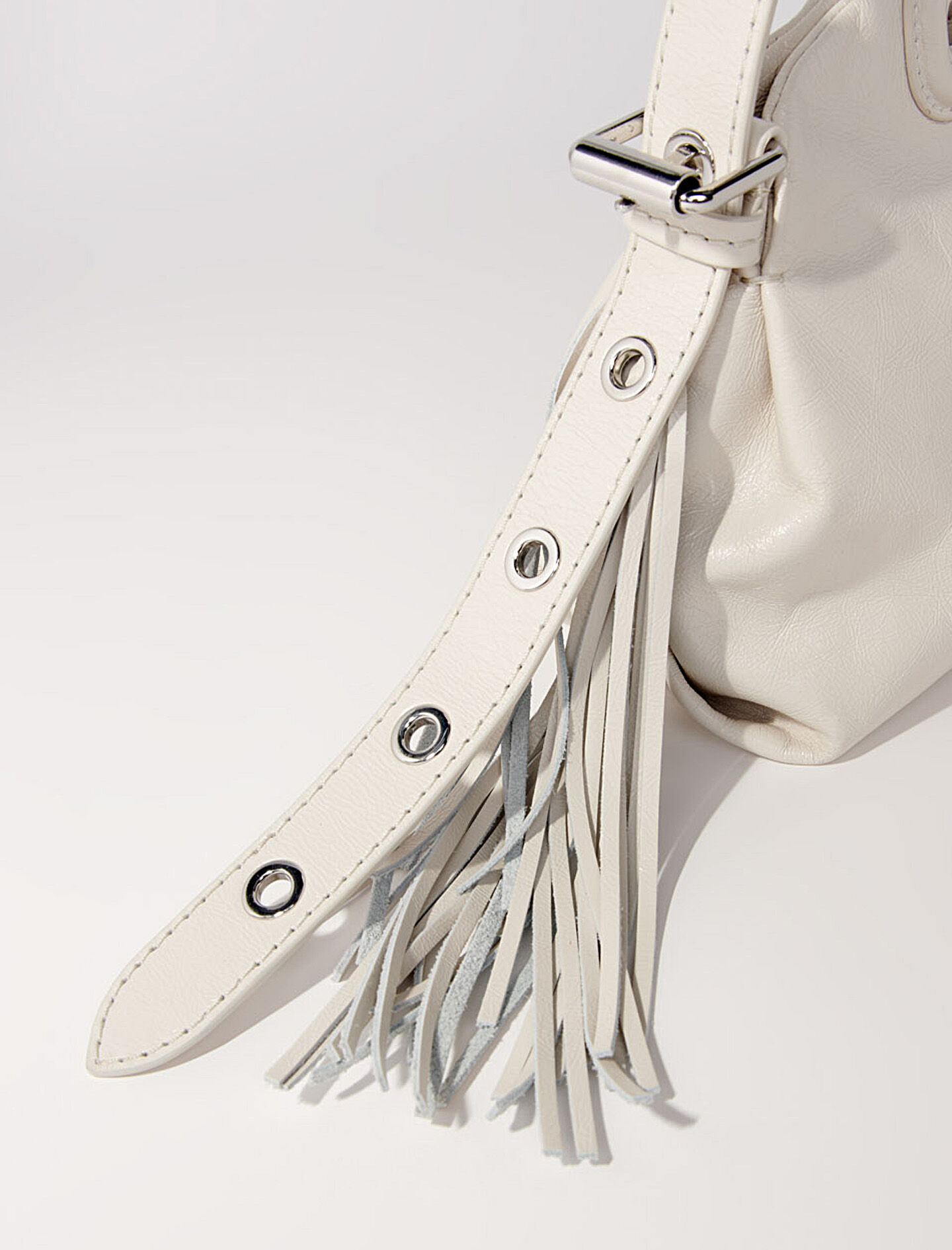 Crackle leather mini Miss M bag White for Women | Maje