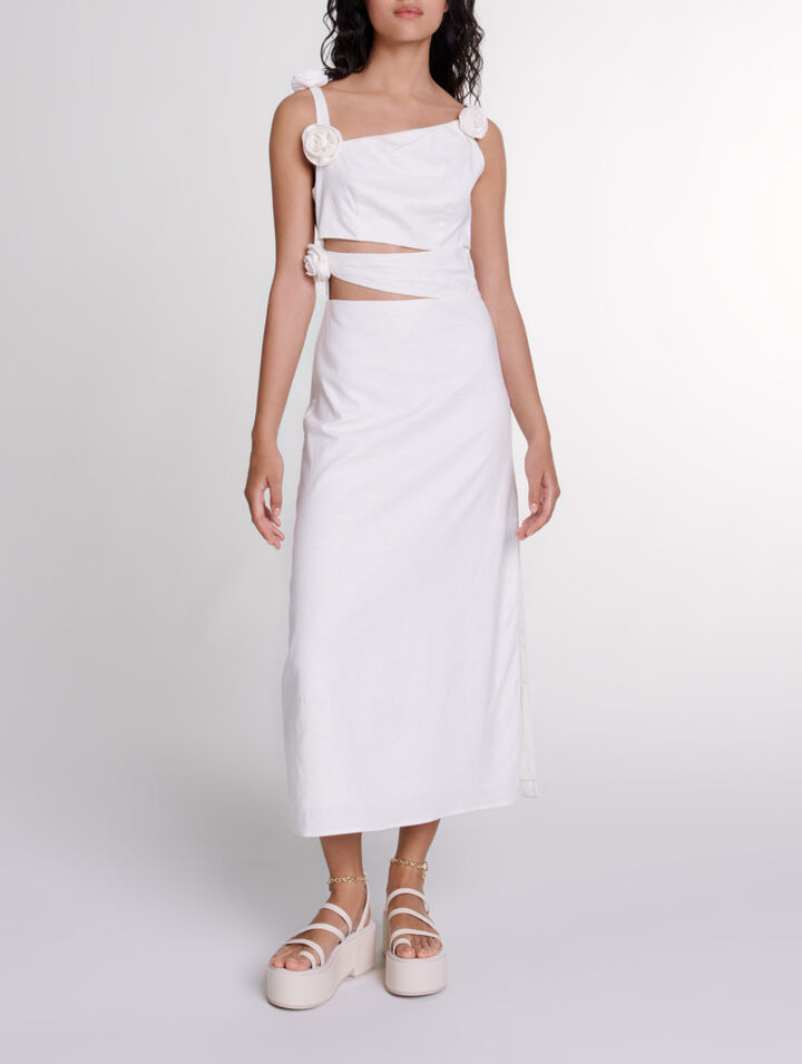 Openwork linen maxi dress