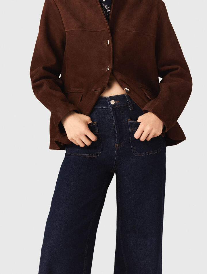 Wide jeans with patch pockets