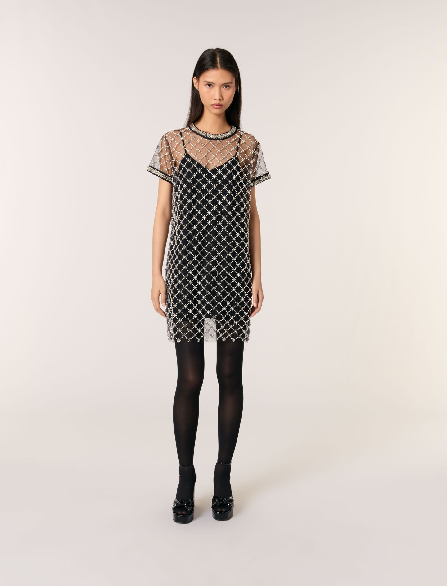 Maje embroidered tulle midi dress outlet