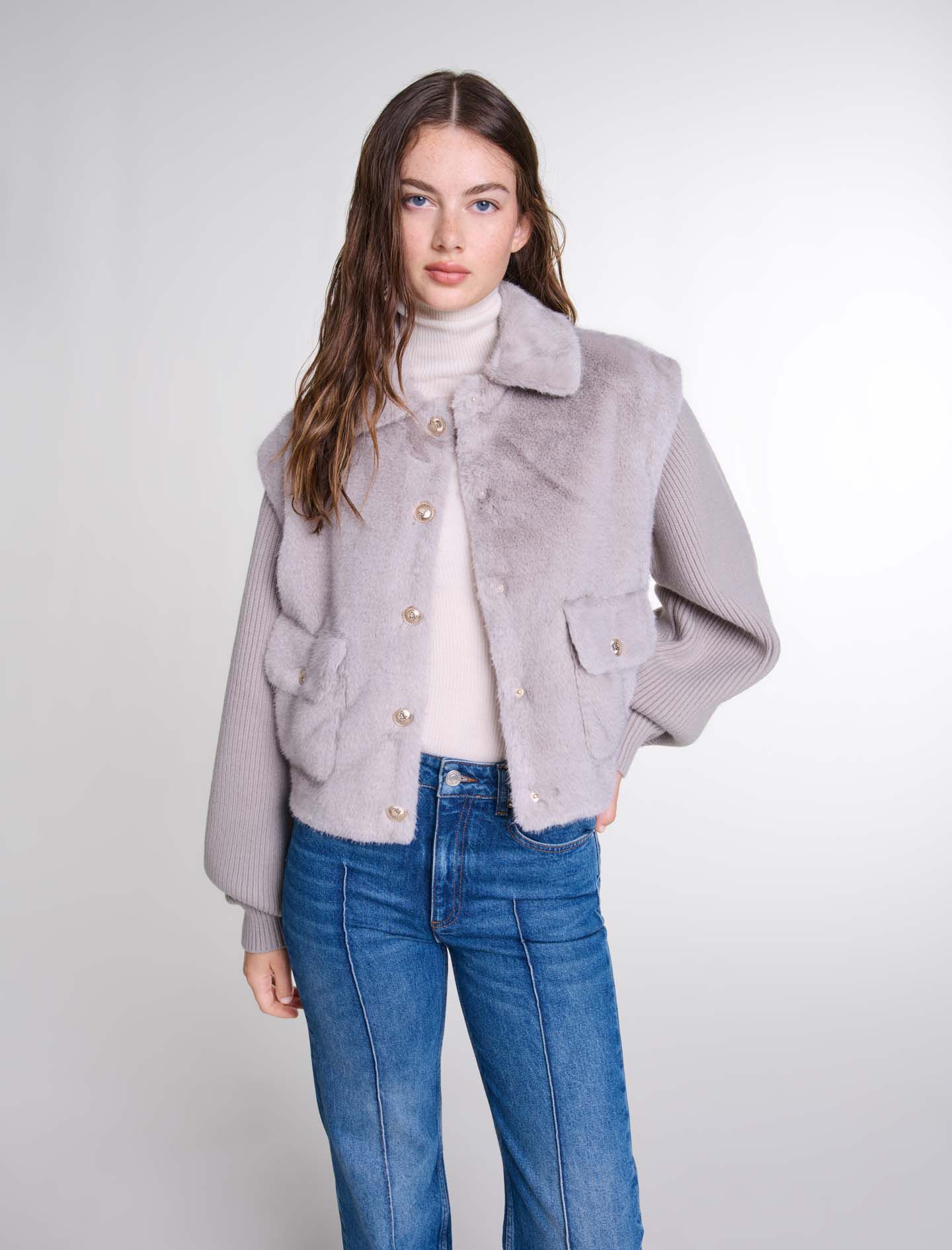 Dual-material faux fur jacket - Jackets | Maje