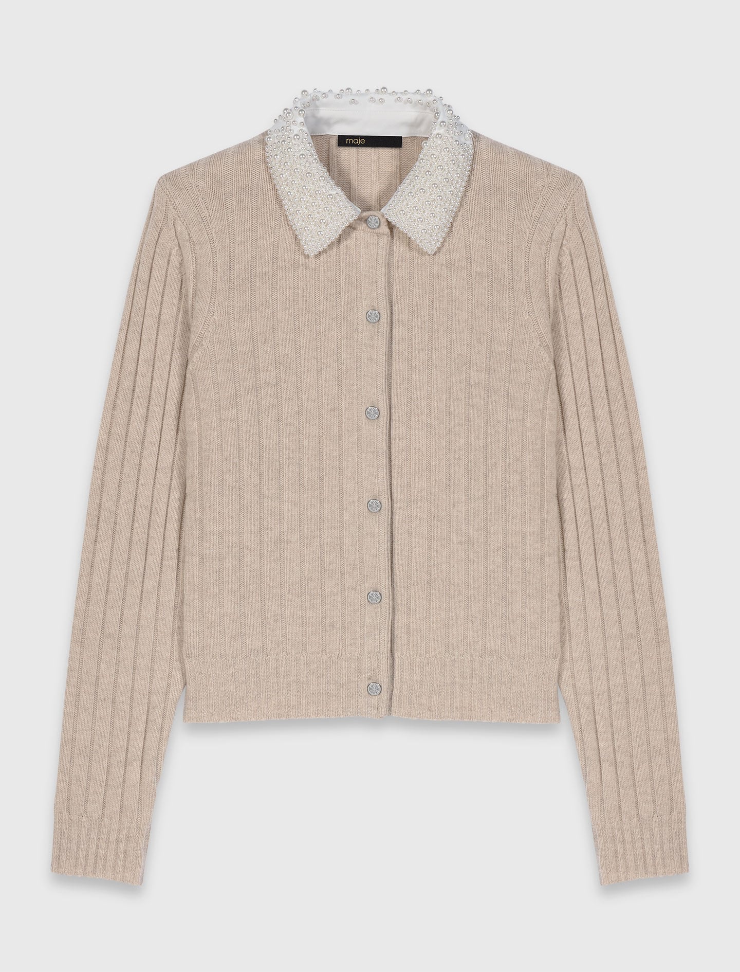 Cardigan with removable bead collar 7