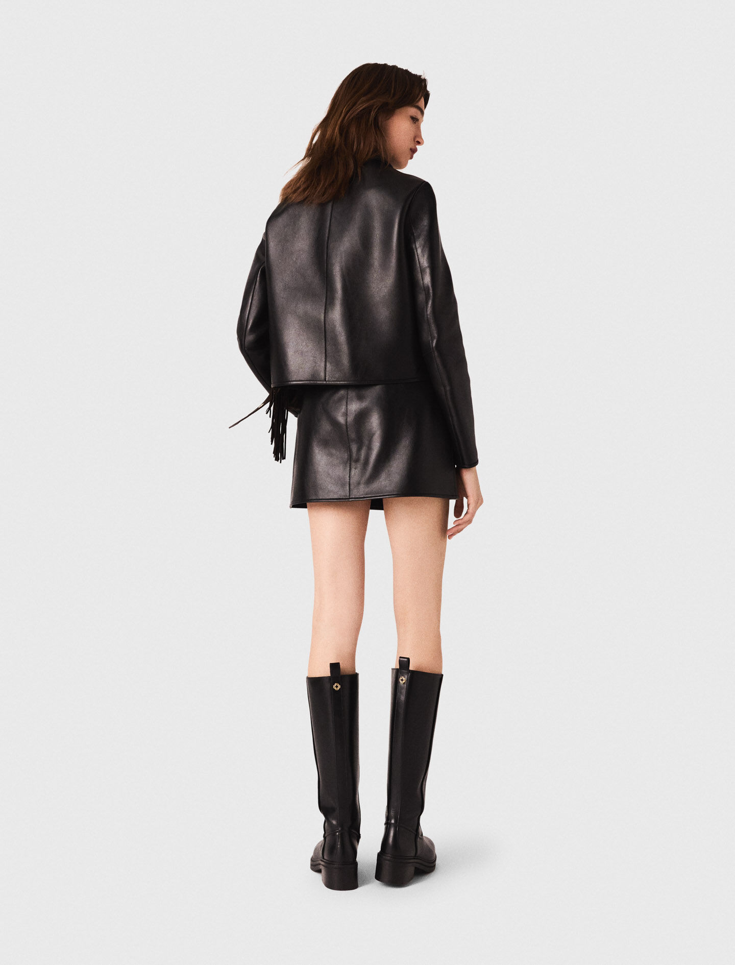 Cropped leather jacket Black / Gray for Women | Maje