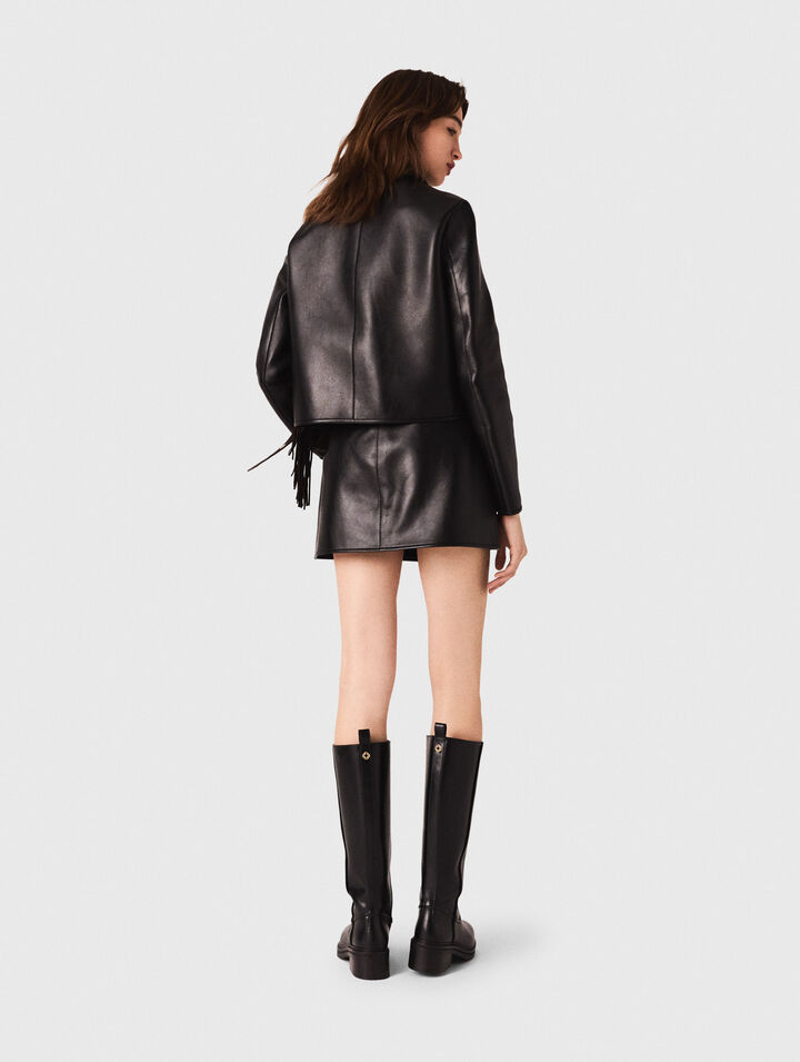 Cropped leather jacket