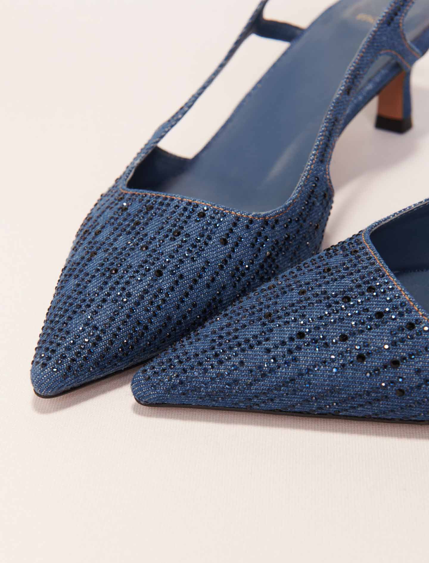 Slingback pump in rhinestone denim - Pumps & Sandals | Maje