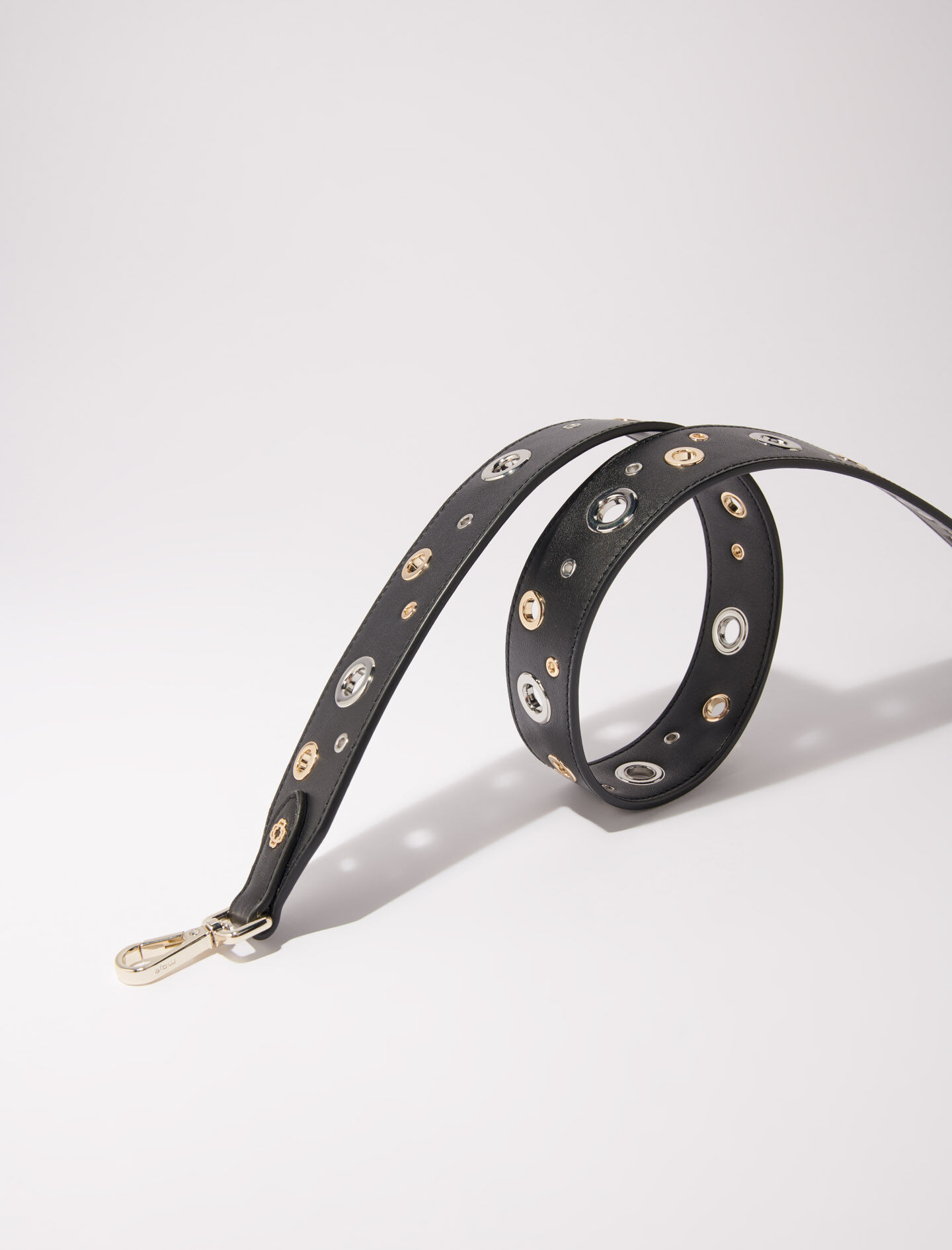 Leather shoulder strap with eyelets Shoulder strap Maje