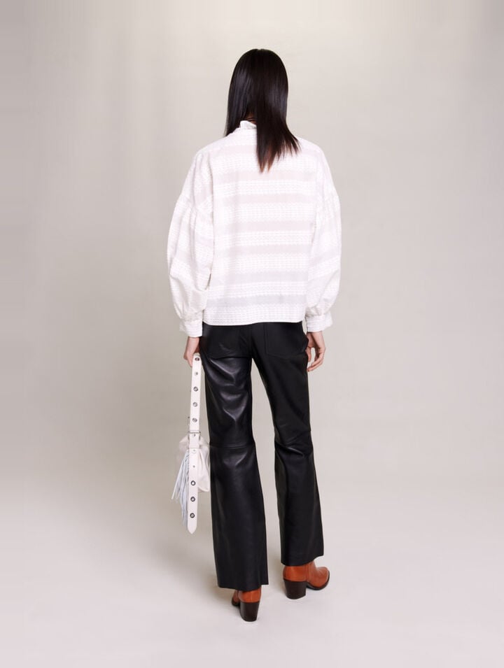 Embroidered ruffled shirt