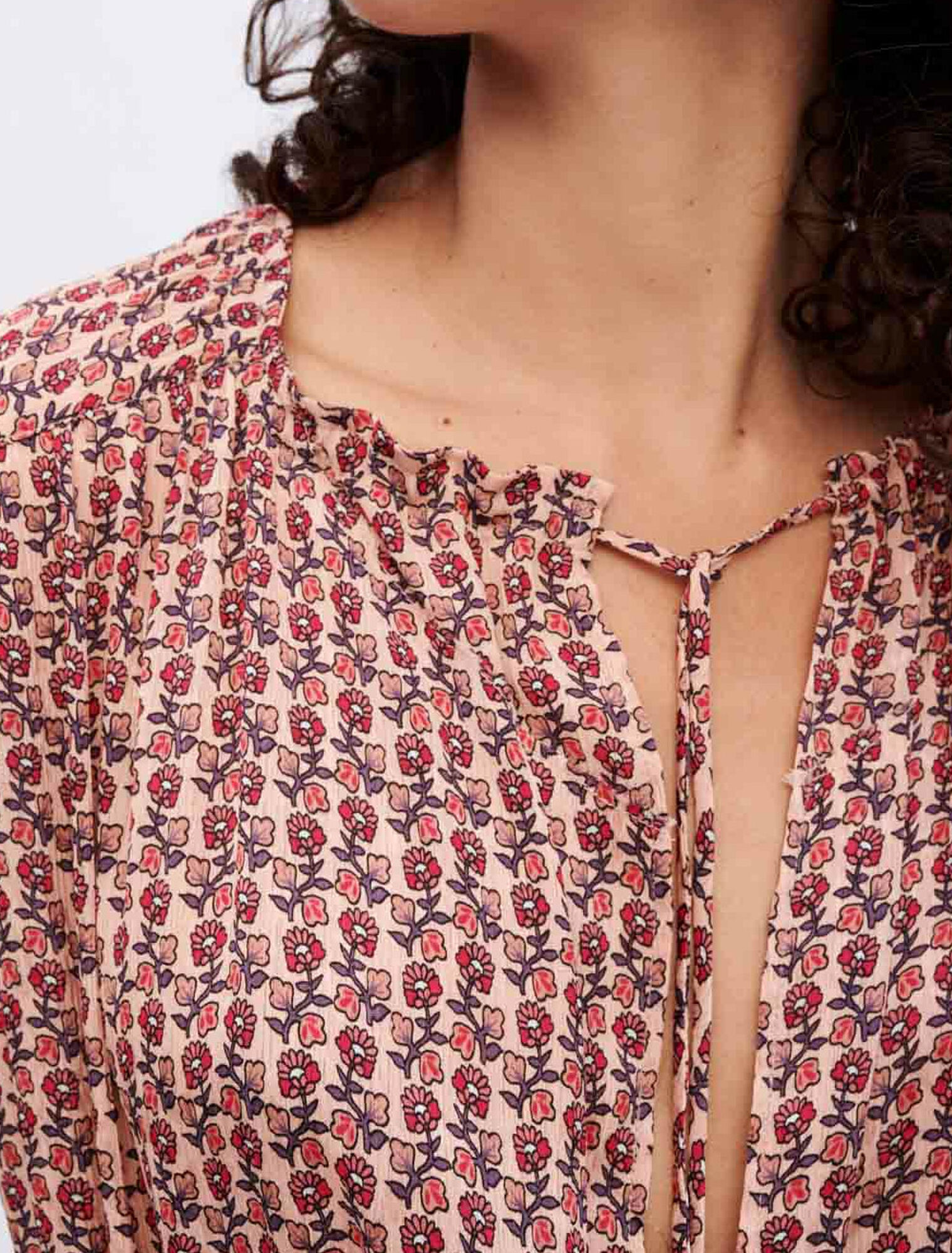 Flounced printed flowing dress