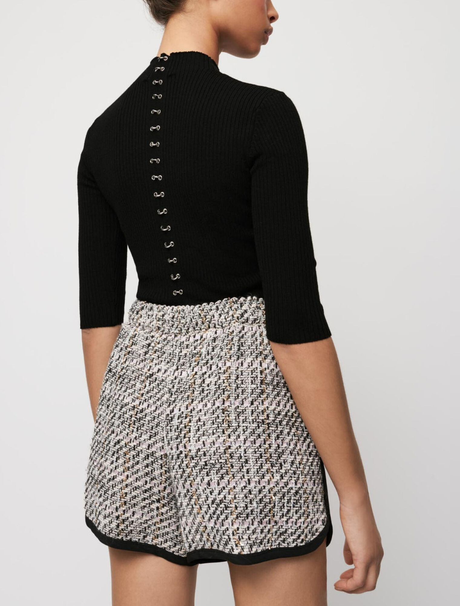 Contrast tweed shorts